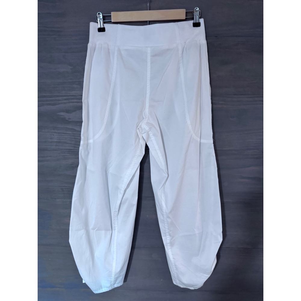 Pure Amici Woven Cotton Blend White Pants Barrel Balloon Taper Size Small - Picture 2 of 3